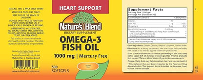 Nature's Blend Omega-3 Fish Oil, 1000 mg 300 Softgels