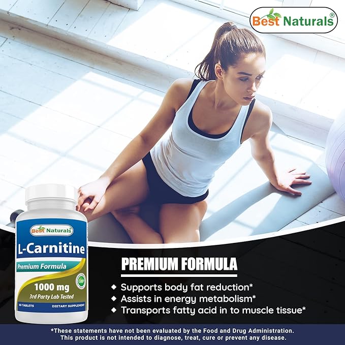 Best Naturals L-Carnitine 1000mg 60 Tablets (60 Count (Pack of 2))