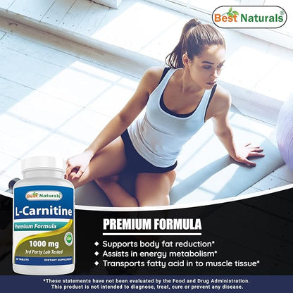Best Naturals L-Carnitine 1000mg 60 Tablets (60 Count (Pack of 2))