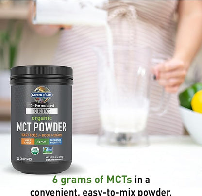 Garden of Life Dr. Formulated Keto Organic MCT Powder - 30 Servings, 6g MCTs from Coconuts Plus Prebiotic Fiber & Probiotics, Certified Organic, Non-GMO, Vegan, Gluten Free, Ketogenic