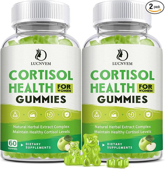 Cortisol Supplements Gummies for Women, Magnesium Ashwagandha Rhodiola Rosea and L-theanine Complex for Women, Maintain Healthy Cortisol Levels - 60 Day Vegan Supply