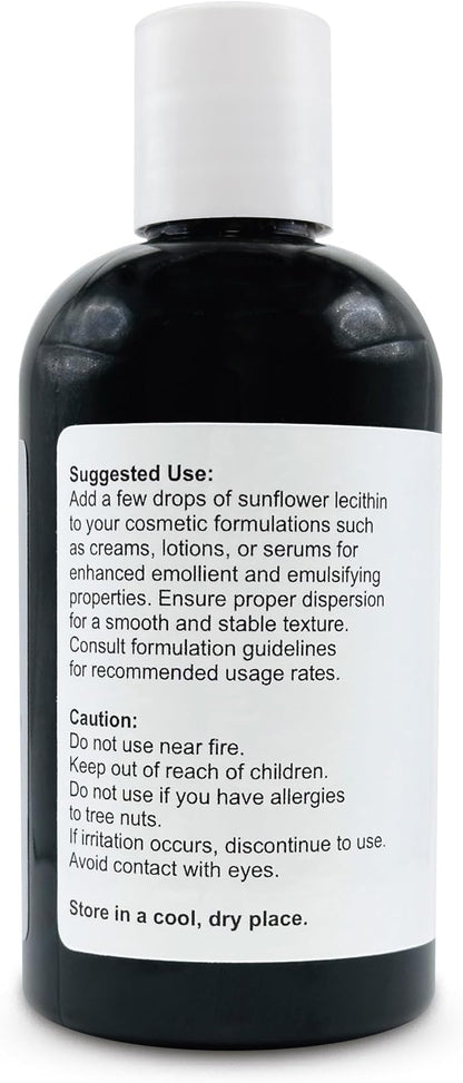 SUNFLOWER LECITHIN Liquid Oil | Cold Pressed Unrefined | USP Grade Unbleached 100% Pure Natural Sunflower Lecithin Oil | Skin Moisturizer, Soap Making, Lotion | 8 fl oz