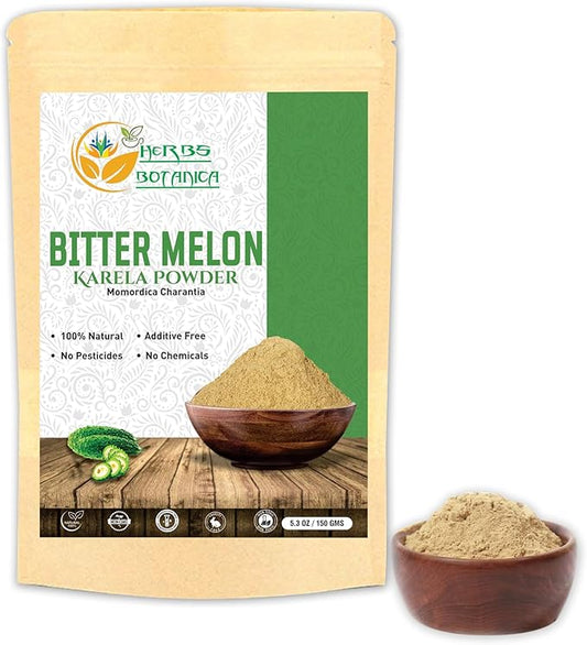 Bitter Melon Powder (Karela, Momordica Charantia), 100% Natural, Non-GMO, Gluten-Free, Supports Healthy Lifestyle & Wellness, 5.3 oz / 150 gm