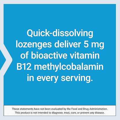 Life Extension Vitamin B12 Methylcobalamin, Nerve Health Supplement, Cognitive Support, Energy Vitamin, methylcobalamin B12, 5 mg, Quick-Dissolving, Gluten-Free, Non-GMO, Vegetarian, 60 lozenges