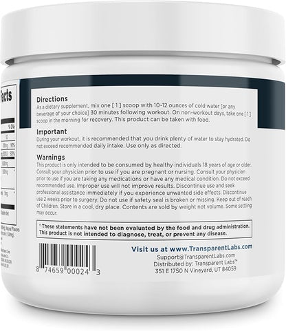 Transparent Labs Creatine HMB - Creatine Monohydrate Powder with HMB for Muscle Growth, Increased Strength, Enhanced Energy Output, and Improved Athletic Performance - 30 Servings, Hawaiian Splash