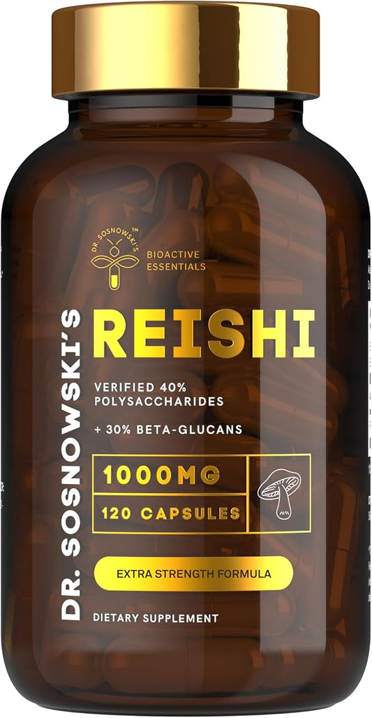 Dr Sosnowski's BioActive Reishi Mushroom Capsules | Potent 1000mg High Strength Reishi Mushroom Extract (120 Capsules)