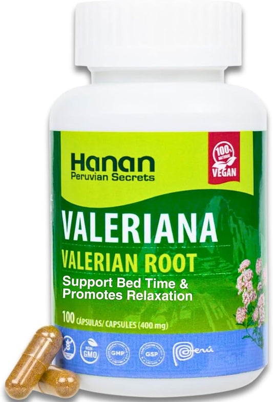 Valerian Root Capsules (100ct) - Pure Valeriana Te de Valeriana Herbal Calming Night Relaxation Wellness Support Tea Supplement from Peru