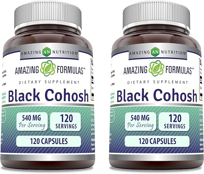 Amazing Formulas Black Cohosh 540mg 120 Capsule Supplement | Non-GMO | Gluten Free | Made in USA (2 Pack)