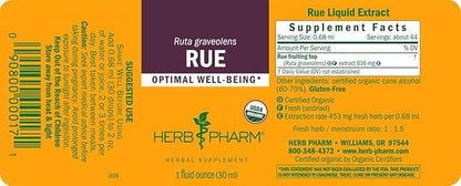 Herb Pharm Certified Organic Rue Liquid Extract - 1 Ounce (Pack of 2)