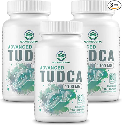 TUDCA 1100mg for Liver Cleanse Detox and Repair, 3rd Party Tested Advanced TUDCA Supplements, Ultra Strength Bile Salt TUDCA Liver Supplement, 180 Capsules (Pack of 3)