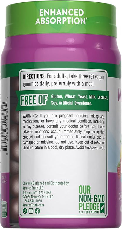 Nature's Truth Magnesium Gummies | 200mg | 60 Count | Vegan, Non-GMO & Gluten Free Supplement | Enhanced Absorption Magnesium Citrate