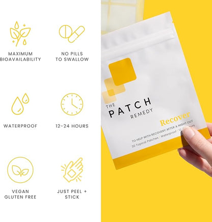 Recover Patch - 30 Topical Patches for a Night Out with Glutathione & Milk Thistle Extract for Pre & Post Party Recovery Relief Transdermal Skin Support