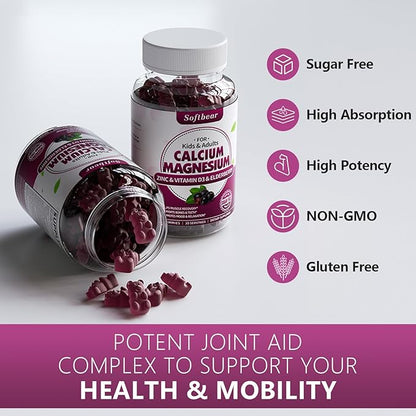 softbear Glucosamine Chondroitin Gummies, Sugar Free Glucosamine Chondroitin MSM with Elderberry Turmeric Supplement Support Joint Antioxidant, Elderberry Flavored 120 Count
