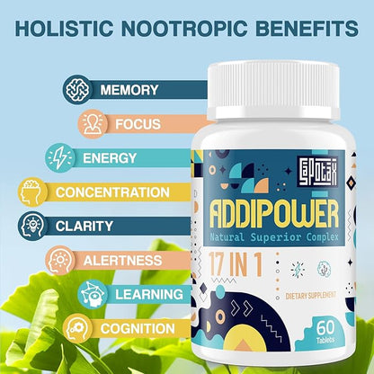 17-in-1 Brain Supplement for Memory and Focus | Nootropic Brain Supplement for Mental Clarity, Concentration, Alertness | Natural Nootropics with Herbal Extracts, Vitamins & Amino Acids (120 Tablets)