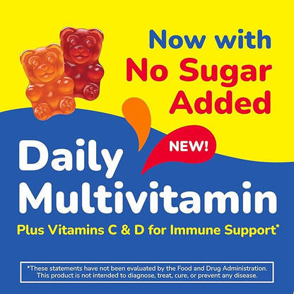 L’il Critters Gummy Vites No Sugar Added Daily Gummy Multivitamin for Ages 2+ Toddlers & Kids, Vitamin C, D3 for Immune, Strawberry and Orange Flavors, 100 Gummies