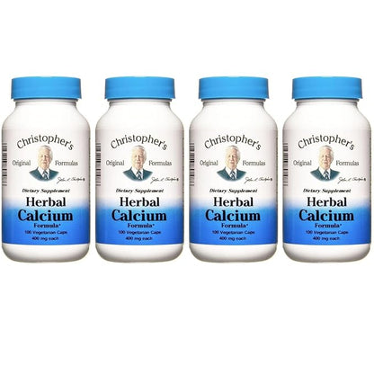 Christopher's Original Formulas Herbal Calcium, Natural Bone Support, 100 Caps, Pack of 4