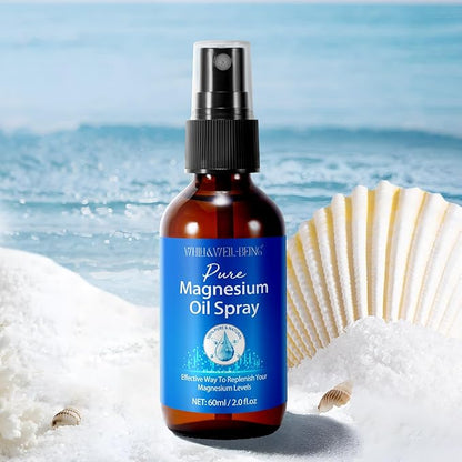 Magnesium Spray, Pure Magnesium Oil Spray for Feet, Organic Natural Ingredient in Glass Bottle, Easy to Absorb and Use