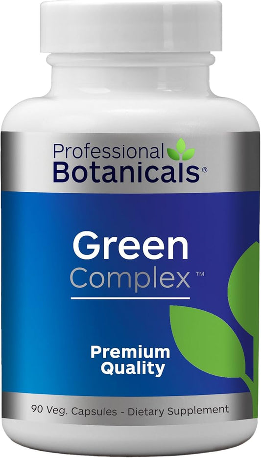 Green Complex - Vegan Non GMO Organic Spirulina Algae, Organic Barley Grass Eleuthero, Cordyceps, Rhodiola Rosea, Reishi, Ashwagandha Superfood Supplement - 90 Vegetarian Caps