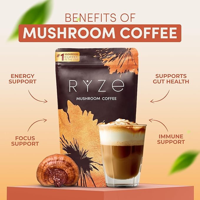RYZE Ultimate Energy Bundle, USDA Organic Mushroom Coffee & Mushroom Matcha + Probiotic Creamer with 6 USA Grown Adaptogenic Mushrooms for Better Energy, Focus, Digestion, Immunity, 90 servings
