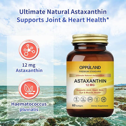 Astaxanthin 12mg | 60 Softgels | Supports Joint, Heart, Skin and Muscle Health