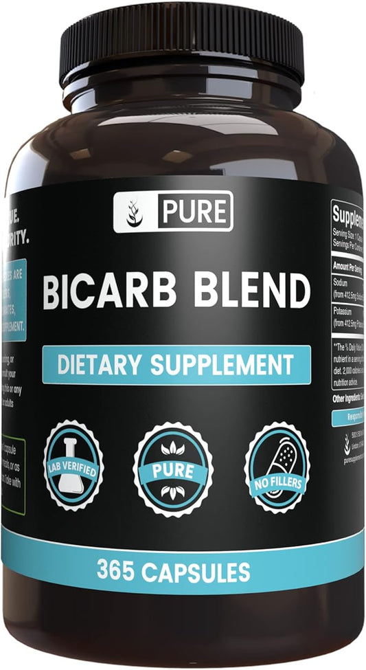 PURE ORIGINAL INGREDIENTS Bicarb Blend (365 Capsules) No Magnesium Or Rice Fillers, Always Pure, Lab Verified