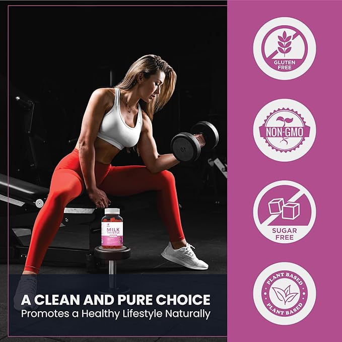 Milk Thistle Supplement Gummies – Liver Health Support, Herbal Antioxidant, Sugar-Free, Vegan, 60 Count