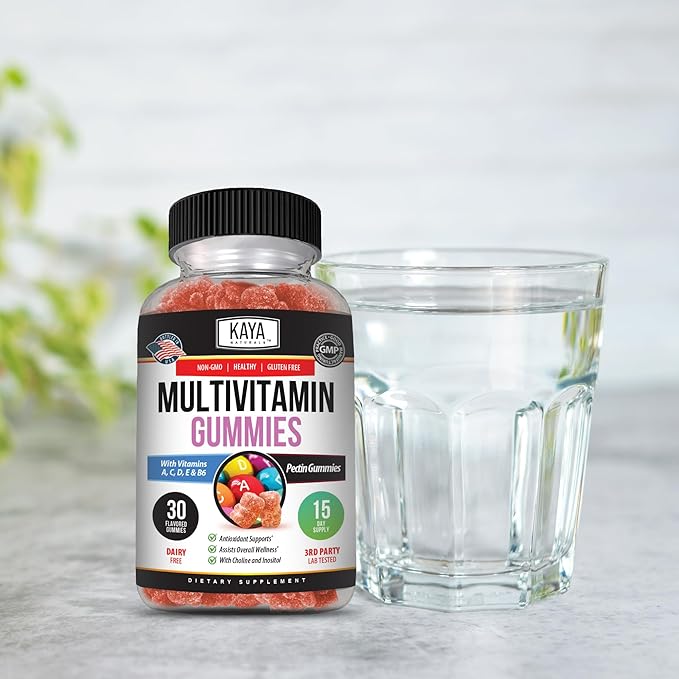 Kaya Naturals Adult Multi Vitamin Gummy, Biotin, Vitamin A, B-12, C & E, Including Zinc, Folic Acid, Strawberry Flavor - Gluten-Free Multivitamins Sweet Adult Gummies