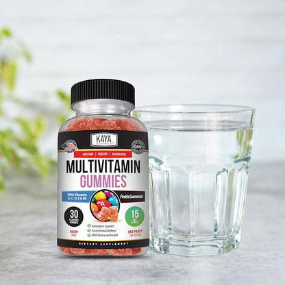 Kaya Naturals Adult Multi Vitamin Gummy, Biotin, Vitamin A, B-12, C & E, Including Zinc, Folic Acid, Strawberry Flavor - Gluten-Free Multivitamins Sweet Adult Gummies