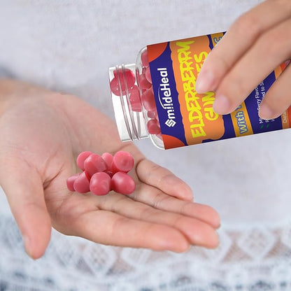 Elderberry Gummies, Elderberry Extract 300mg, with Vitamin C and Zinc, Strawberry Flavor Gummies, Non-GMOs, Gluten Free, Vegan-Friendly, Immune Support, 60 Count (Pack of 2)