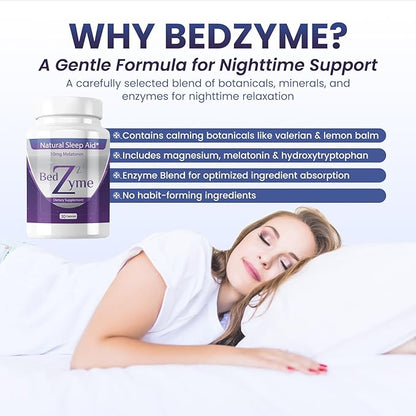 Sleep Aid Supports Natural Sleep & Relaxation – 60 Capsules Sleep Supplement to Help with Calmness & Rest – 10mg Melatonin & REM Enzyme Delivery System (Serving Size: 2 Capsules)