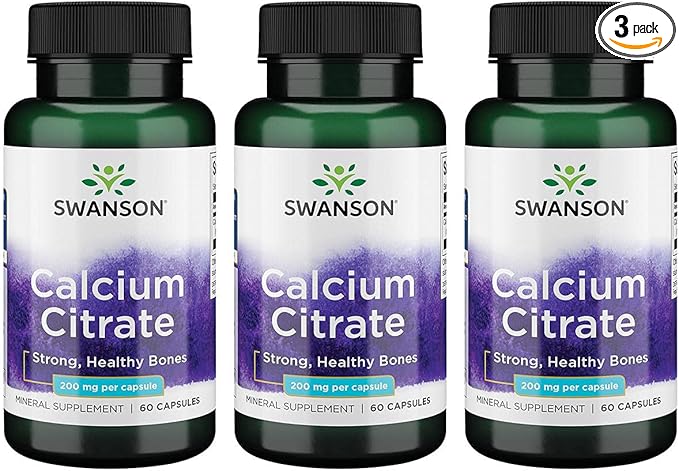 Swanson Calcium Citrate 200 mg 60 Caps (3 Pack)