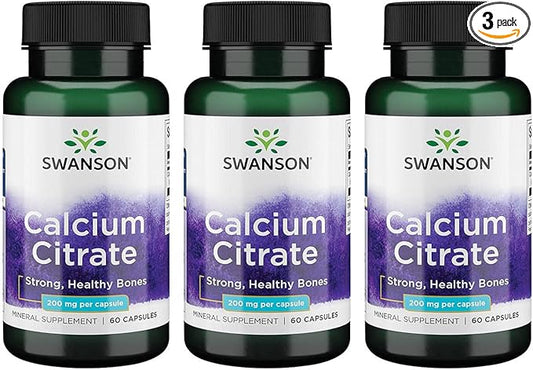 Swanson Calcium Citrate 200 mg 60 Caps (3 Pack)