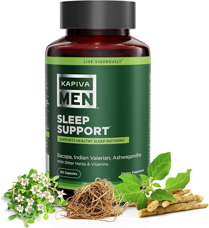 Sleep Support Supplement with Bacopa, Valerian, Ashwagandha, and Other Herbs and Vitamins, Supports Healthy Sleep Patterns, 60 Day Supply, 120 Capsules