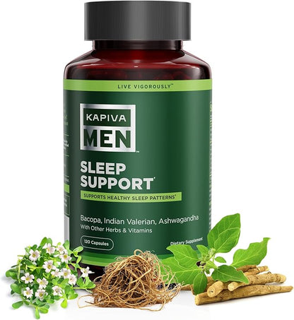 Sleep Support Supplement with Bacopa, Valerian, Ashwagandha, and Other Herbs and Vitamins, Supports Healthy Sleep Patterns, 60 Day Supply, 120 Capsules