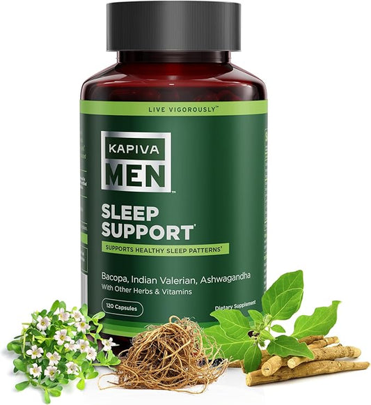 Sleep Support Supplement with Bacopa, Valerian, Ashwagandha, and Other Herbs and Vitamins, Supports Healthy Sleep Patterns, 60 Day Supply, 120 Capsules