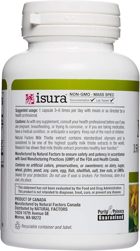 NATURAL FACTORS Milk Thistle Extract 250 Mg, 90 CT