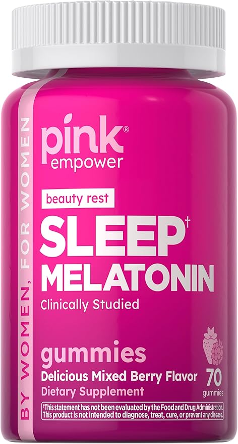 PINK Melatonin Gummies for Adults | 10mg | Max Potency | Mixed Berry Flavor | Vegan, Non-GMO & Gluten Free Supplement
