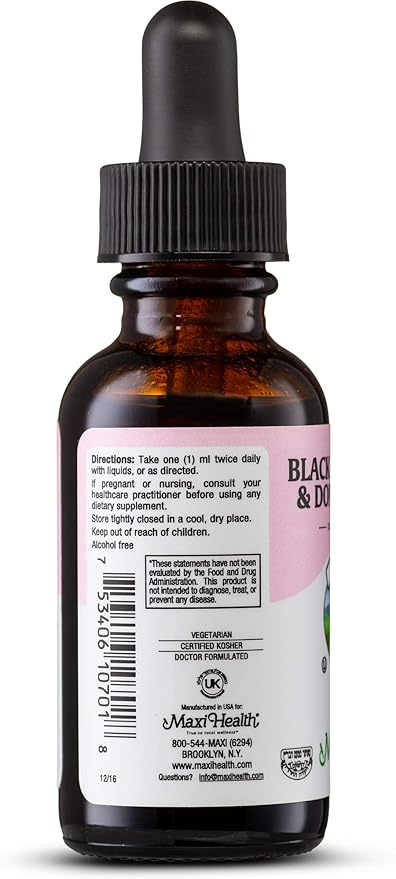 Maxi Health Black Cohosh Root and Dong Quai Root Extract - Women's Formula, 1 Fl Oz Bottle - Kosher