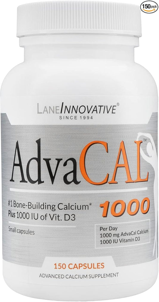 Lane Innovative - AdvaCAL 1000, Advanced Calcium Supplement, Easy to Swallow Extra Small Capsule, Supports Increased Bone Density (50 Servings)