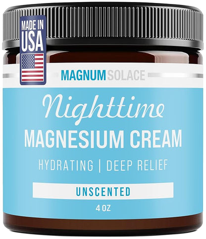 Magnesium Lotion – Hydrating Nighttime Magnesium Cream – Apply to Legs, Arms or Chest - Topical Magnesium Chloride – USA Made and Safe for Kids (Unscented)