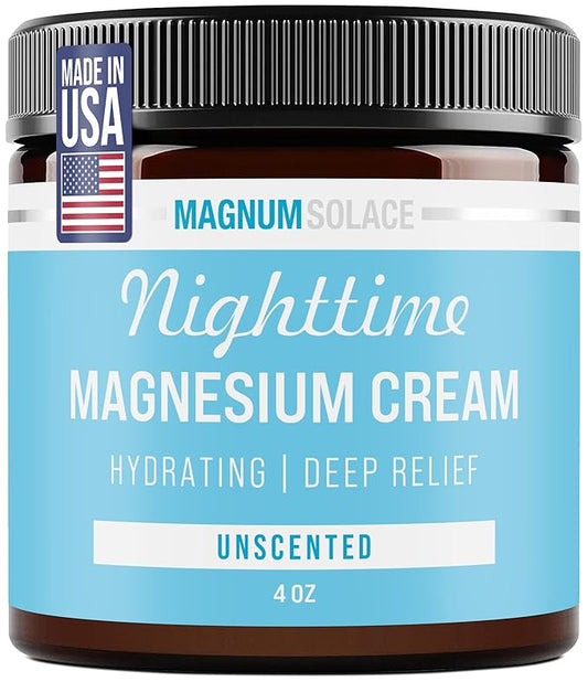 Magnesium Lotion – Hydrating Nighttime Magnesium Cream – Apply to Legs, Arms or Chest - Topical Magnesium Chloride – USA Made and Safe for Kids (Unscented)