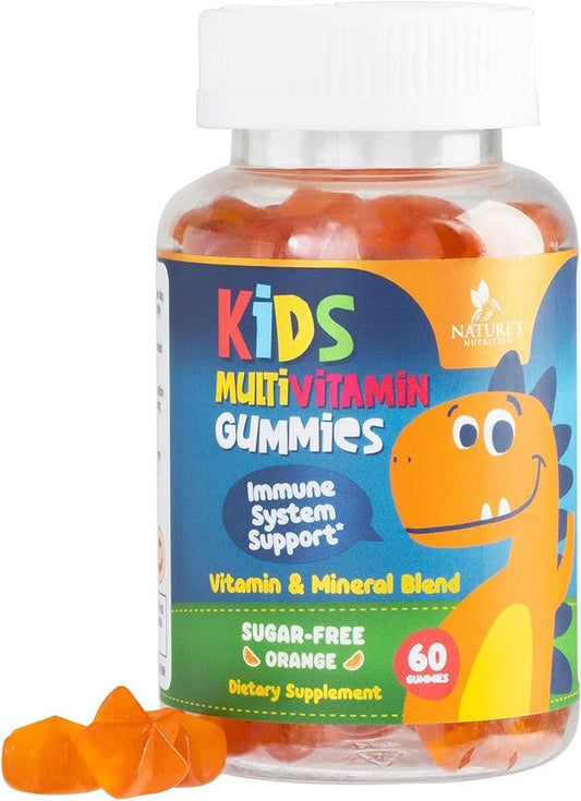 Vitamins for Kids Multivitamin Gummy, Childrens Vitamins Sugar-Free, Overall Health & Immune Support, Vitamin C, B6, B12, D3 & Zinc, Chewable Kids Multi Supplement, Orange Flavor, Non-GMO - 60 Gummies