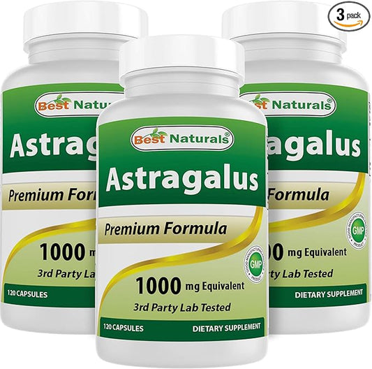 Best Naturals Astragalus Capsule, 1000 mg, 120 Count (Pack of 3)