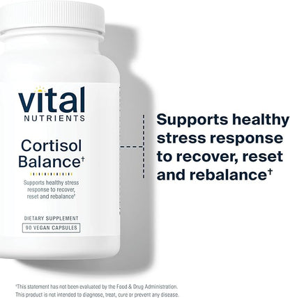 Vital Nutrients Cortisol Balance | Vegan Stress Relief Supplement | Cortisol Manager Supports Energy & Stress Levels | Ashwagandha & Magnesium for Relaxation | Gluten, Dairy, Soy Free | 90 Capsules