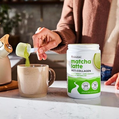 NativePath Collagen Peptides - Hydrolyzed Type 1 & 3 Collagen. Keto & Paleo Grass-Fed Protein Powder for Hair, Skin, Nails, Bones, Joints, Digestion and More - No Gluten or Dairy (Matcha Latte, 230g)