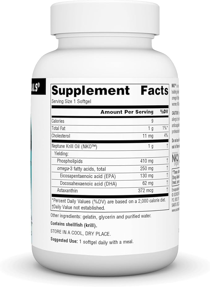 Source Naturals NKO Neptune Krill Oil, Supports Heart Health and Cell Membrane Integrity*, 1,000 mg - 60 SoftGels