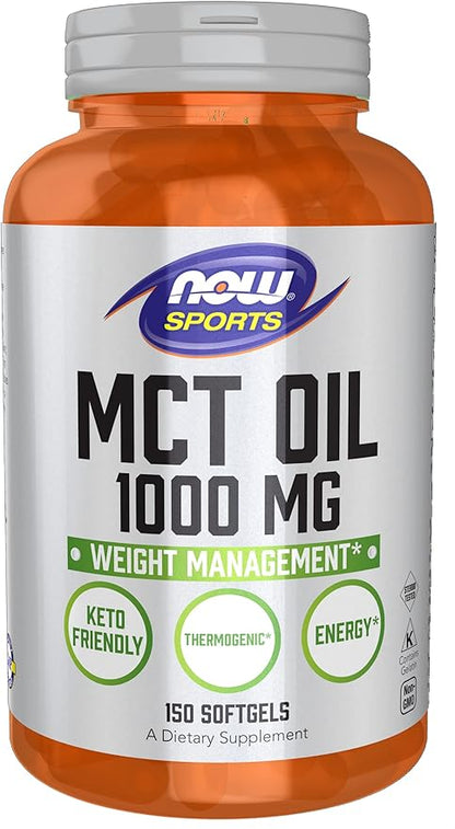 NOW Foods Sports Nutrition, MCT (Medium-chain triglycerides) Oil 1,000 mg, Weight Management, 150 Softgels