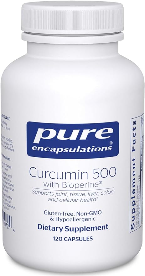 Pure Encapsulations Curcumin 500 with Bioperine - Antioxidant Supplement to Support Joints, Tissue, Liver, Colon & Cellular Health* - with Turmeric Curcumin & Bioperine - 120 Capsules