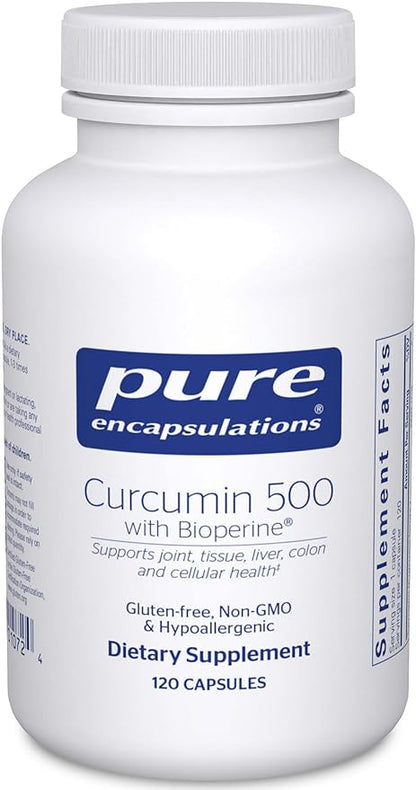 Pure Encapsulations Curcumin 500 with Bioperine - Antioxidant Supplement to Support Joints, Tissue, Liver, Colon & Cellular Health* - with Turmeric Curcumin & Bioperine - 120 Capsules