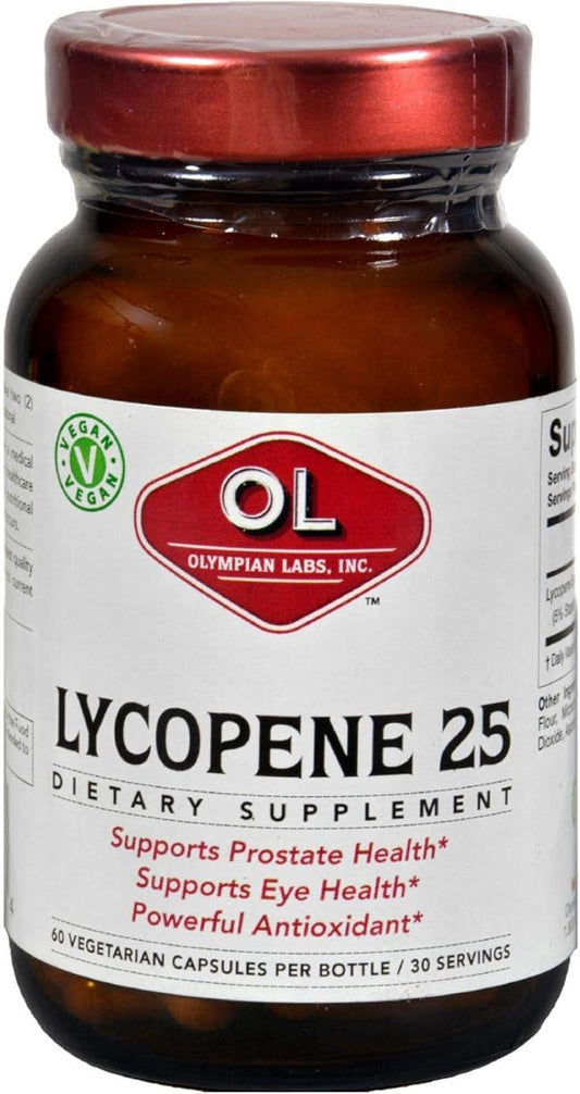 Olympian Labs Lycopene 25mg, Powerful Antioxidant Supports Eye, Prostate & Heart Health, Gluten Free, Non-GMO, 60 Vegan Capsules